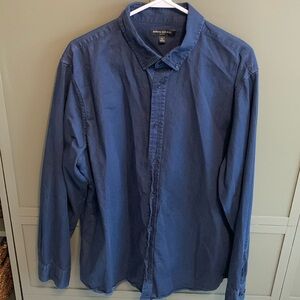 Men's Banana Republic Slim Fit Navy Blue Button Down Shirt XL